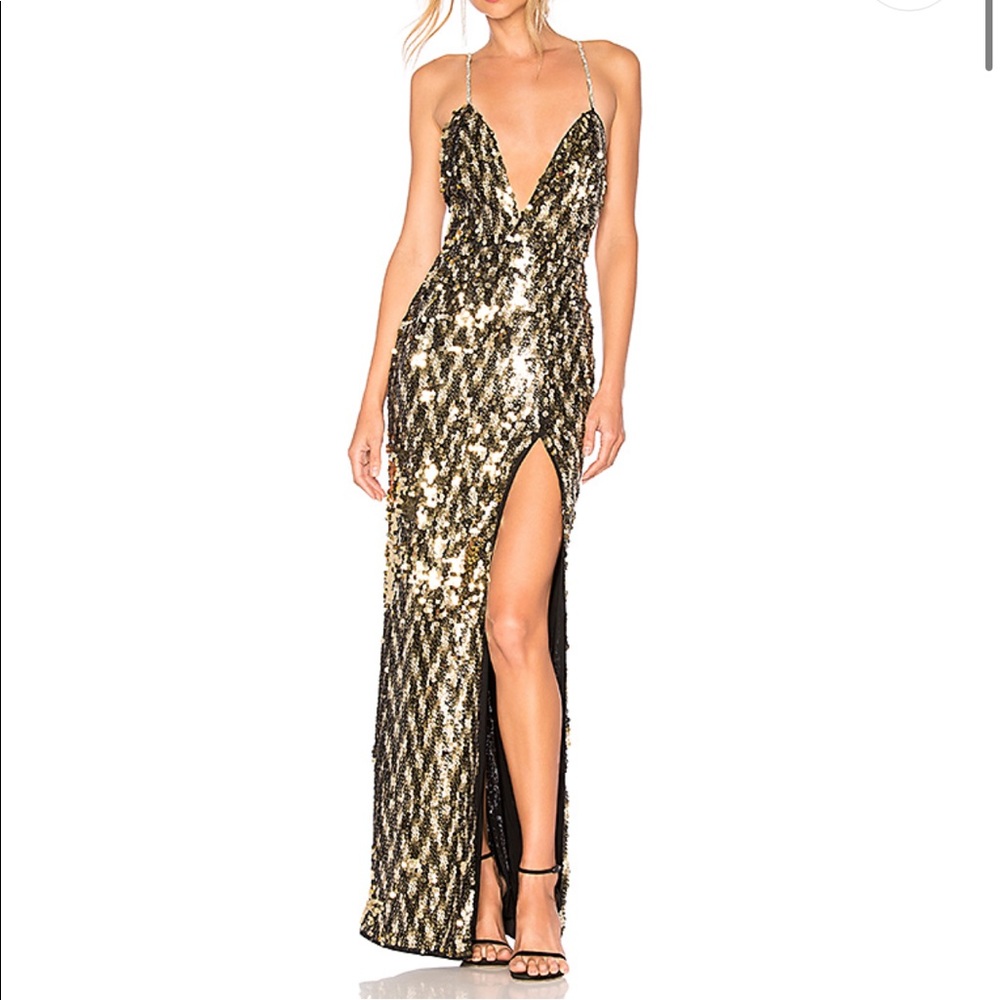 Michael Costello x REVOLVE Sydney Gown Gold Star